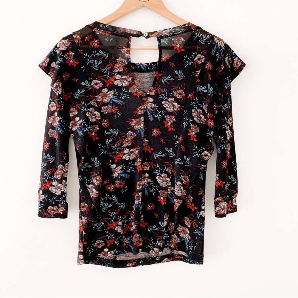 Free People Blouse Shirt Black Size Floral xs - Picture 3 of 4